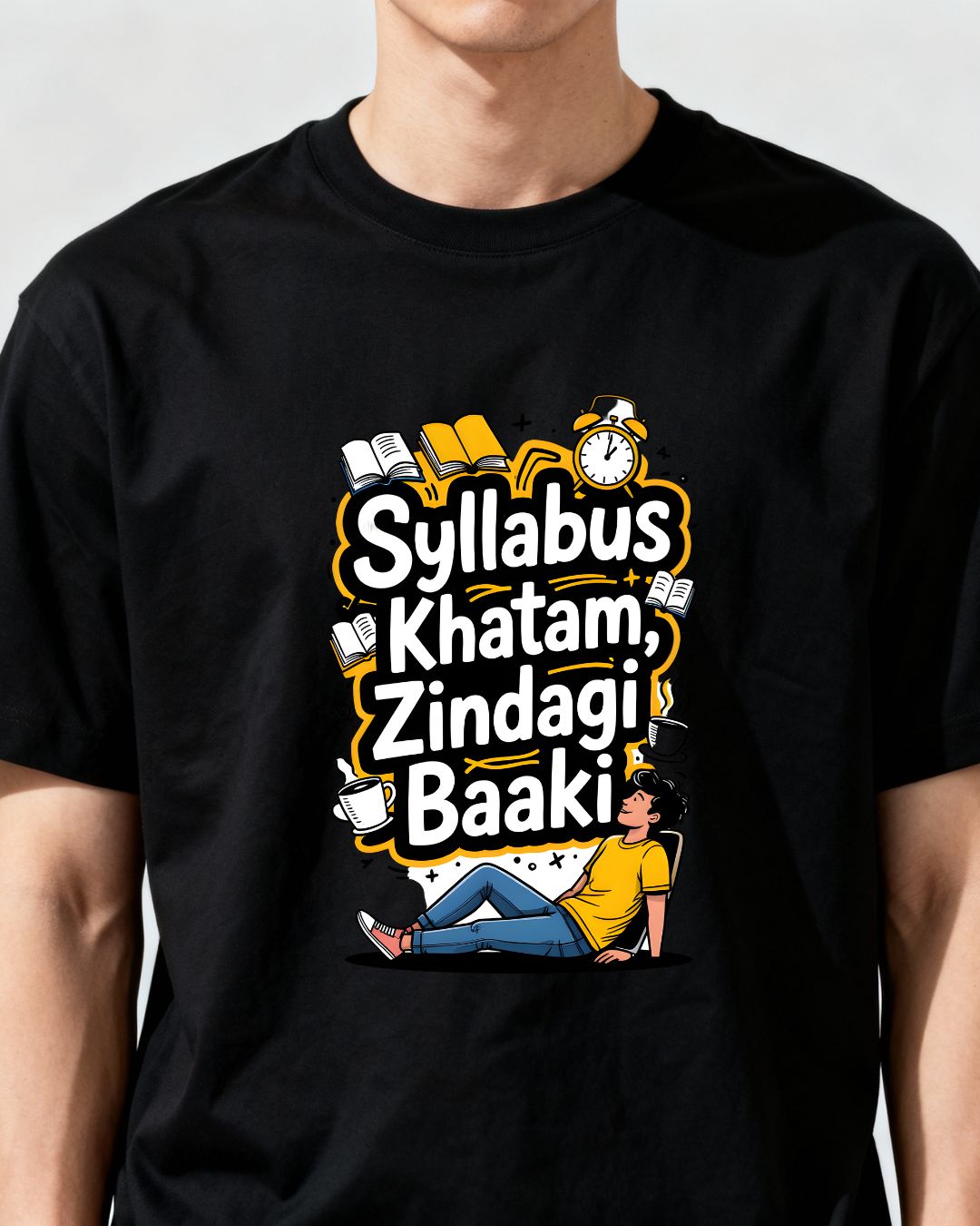 Syllabus Khatam Zindagi Baaki Oversized T-Shirt – Student Motivation Tee t-shirt
